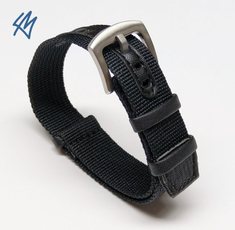 SCOUT nato nylon s kůží / černá / š. 20 mm