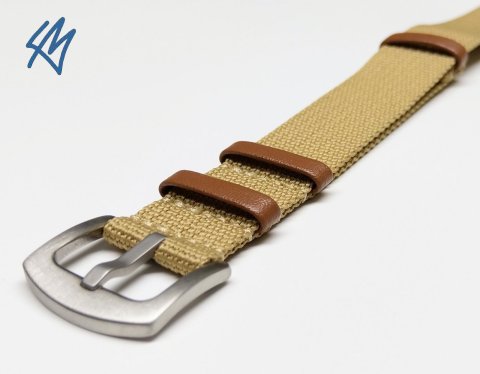 SCOUT nato nylon s kůží / béžová / š. 22 mm