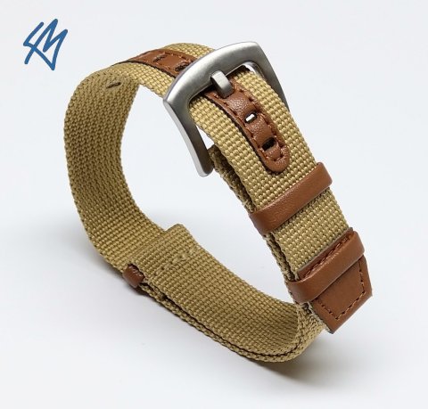 SCOUT nato nylon s kůží / béžová / š. 22 mm