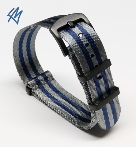 Nato STRIPES + PVD / šedá, modrá š. 20 mm