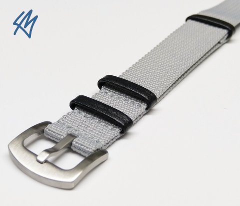 SCOUT nato nylon s kůží / šedá / š. 20 mm