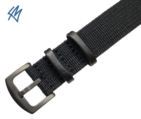 SCOUT + PVD nato nylon s kůží / černá / š. 22 mm