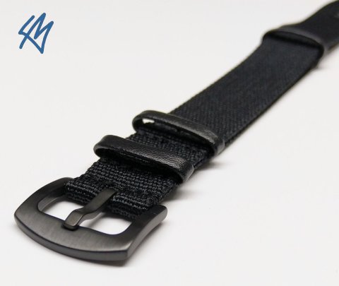 SCOUT + PVD nato nylon s kůží / černá / š. 22 mm