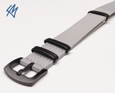 SCOUT + PVD nato nylon s kůží / šedá / š. 20 mm