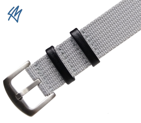 SCOUT nato nylon s kůží / šedá / š. 20 mm