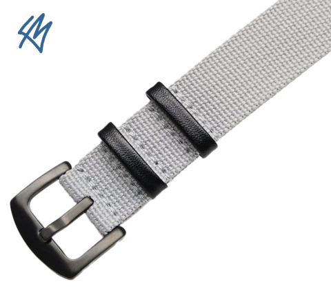 SCOUT + PVD nato nylon s kůží / šedá / š. 22 mm