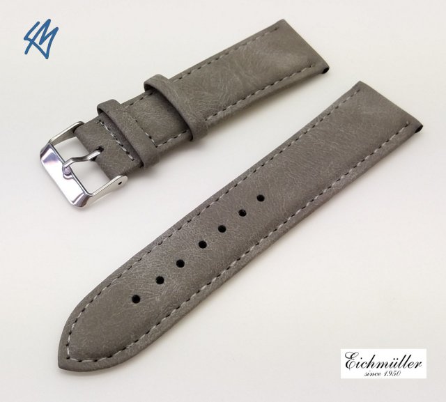 Lederimitat VINTAGE-Look šedá / š. 16 (14) mm (vegan) Eichmüller