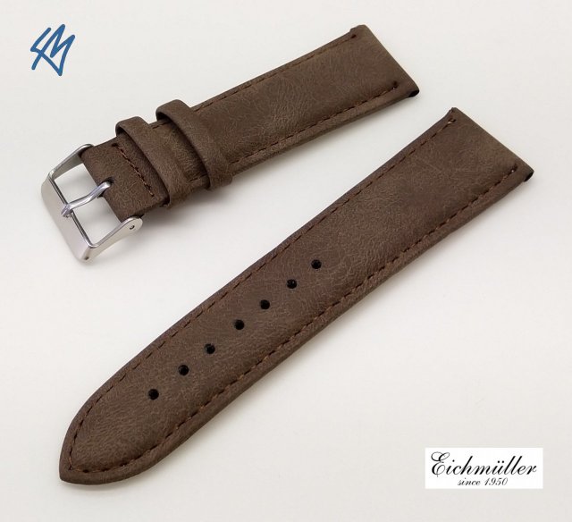 Lederimitat VINTAGE-Look tmavě hnědá / š. 16 (14) mm (vegan) Eichmüller