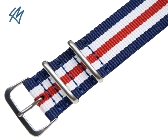 Nato strap DONAU modrá, bílá, červená / š. 24 mm