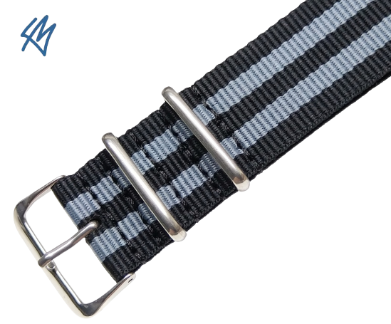 Nato strap DONAU černá, šedá / š. 24 mm