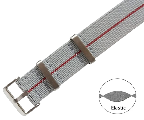 ELASTIC Nato / šedá, červený proužek / š. 20 mm