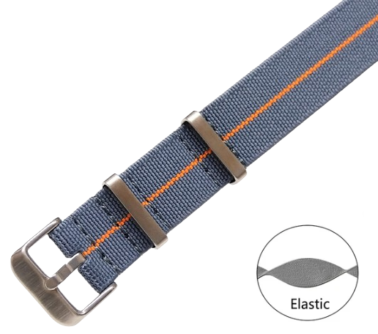 ELASTIC Nato / šedá, oranžový proužek / š. 20 mm