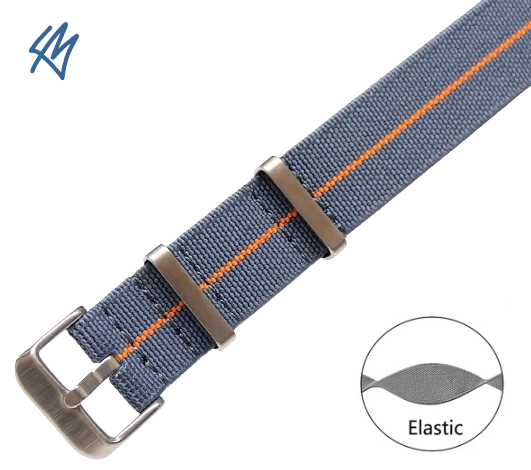 ELASTIC Nato / šedá, oranžový proužek / š. 22 mm