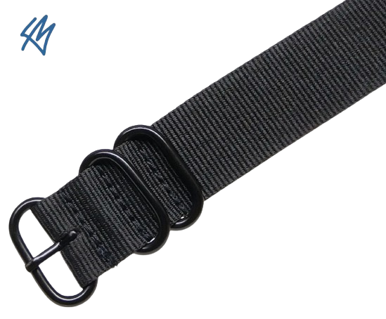 ČERNÁ Nato ZULU + PVD černé přezky / 5R strap / š. 24 mm