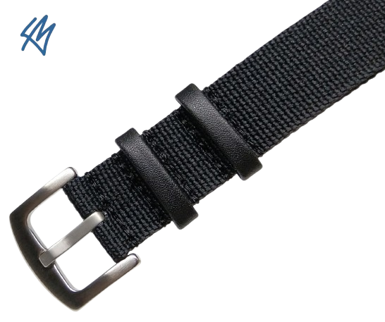 SCOUT nato nylon s kůží / černá / š. 20 mm