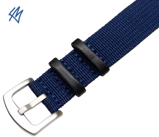 SCOUT nato nylon s kůží / modrá / š. 20 mm