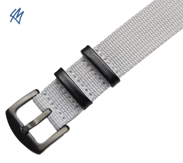 SCOUT + PVD nato nylon s kůží / šedá / š. 22 mm